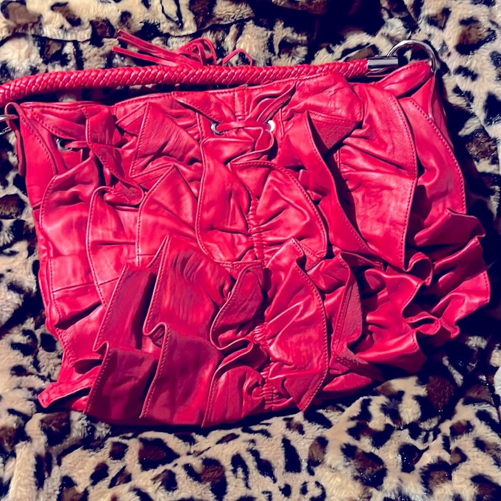 Adrienne vittadina red ruffled purse